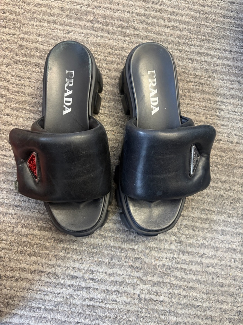 PRADA Padded Napa Leather Platform Slides - Picture 3 of 8